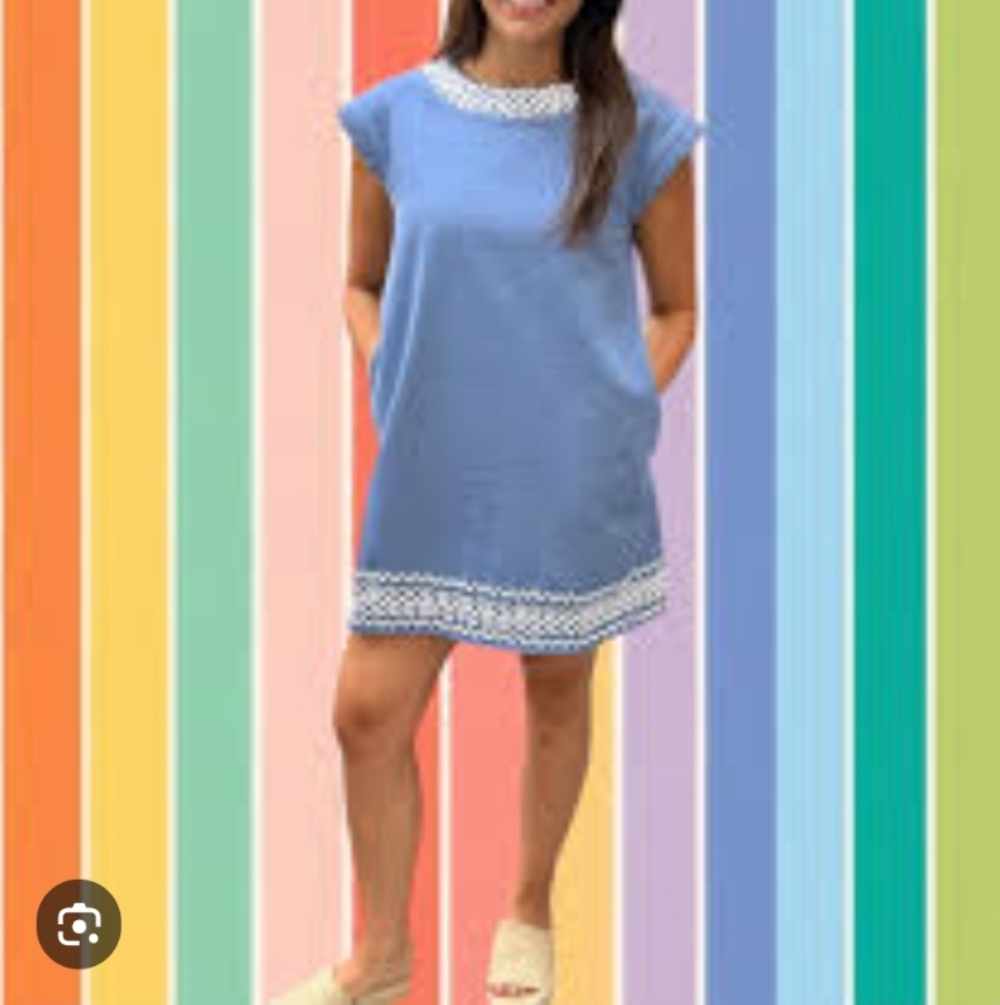 Roller Rabbit Chambray Embroidered Shift Dress